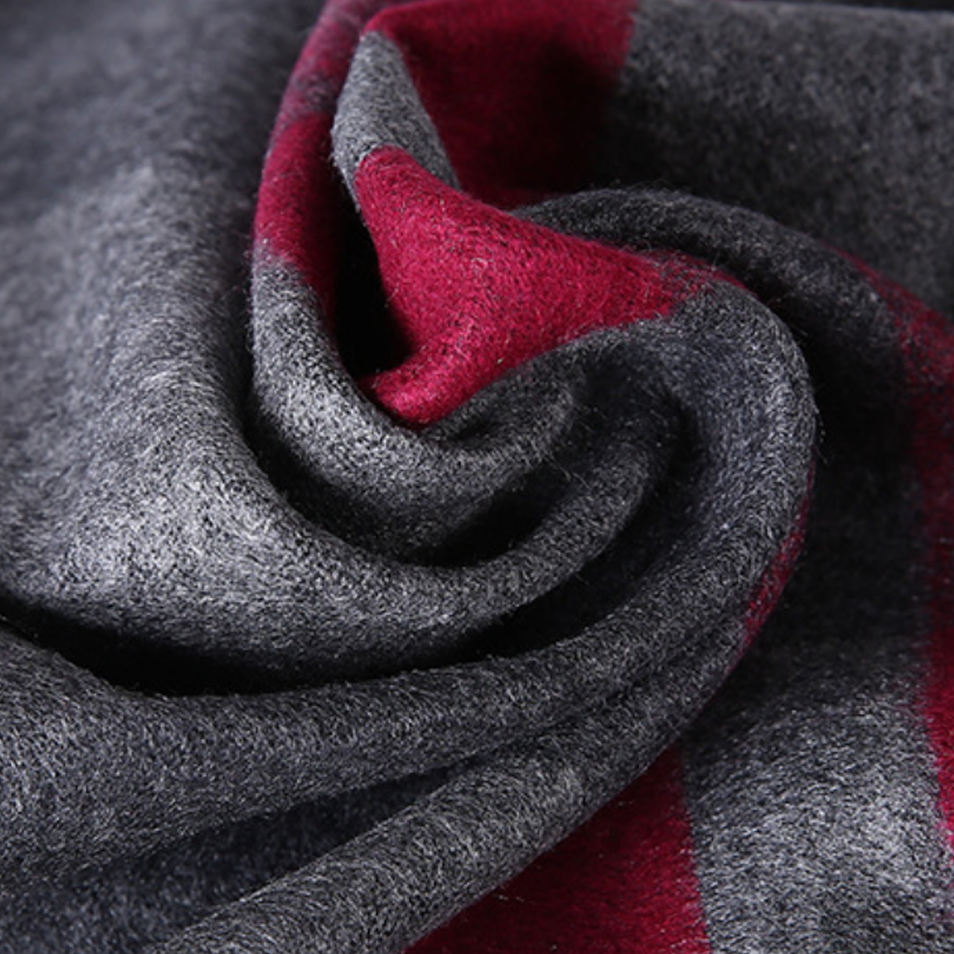 Red grey cashmere silk scarf